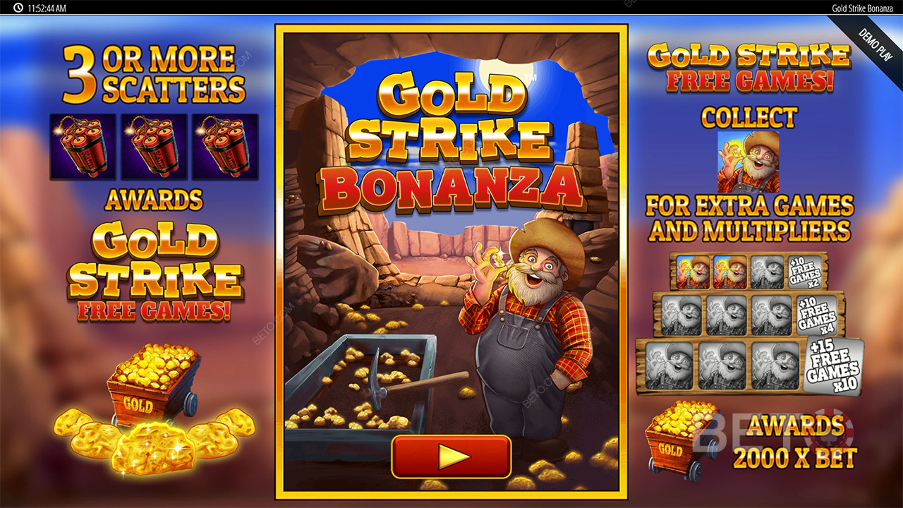 Bonusfunksjoner forklart i Gold Strike Bonanza Fortune Play by Blueprint
