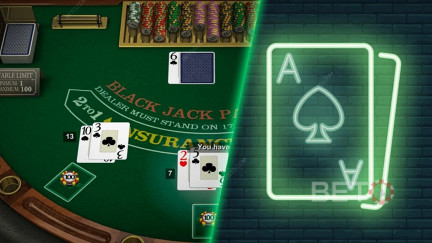 Blackjack-kortverdier og innsatsalternativer er de samme med eller uten ekte dealere.