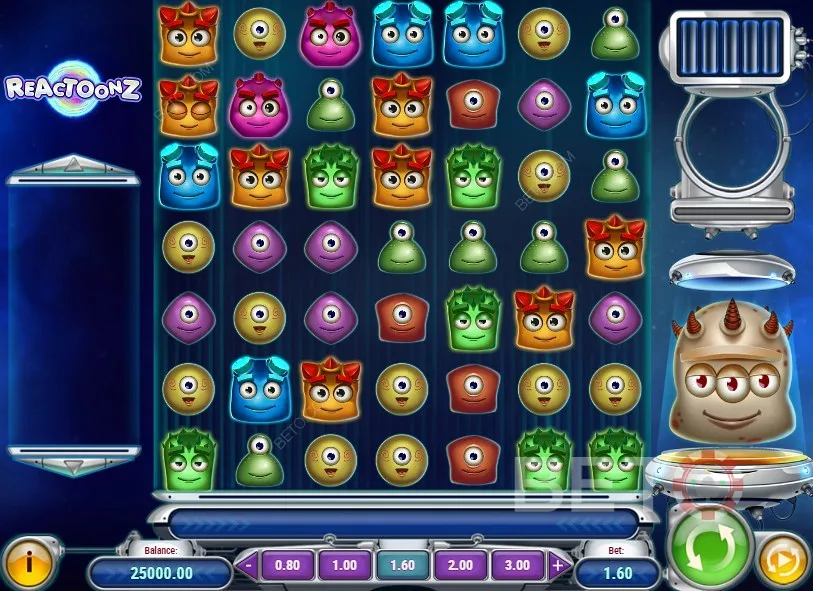 Et eksempel på spilleautomaten Reactoonz online