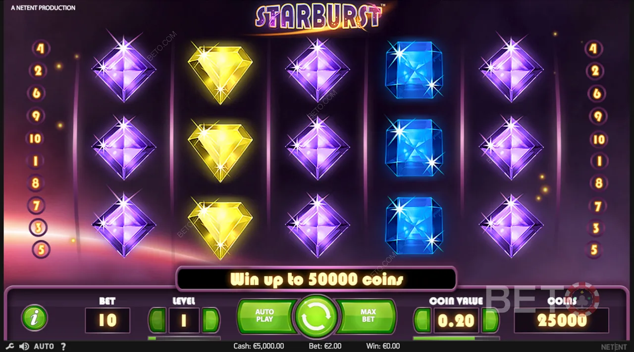 Starburst - Videoeksempel med eksplosivt spill, gratisspinn og gevinster