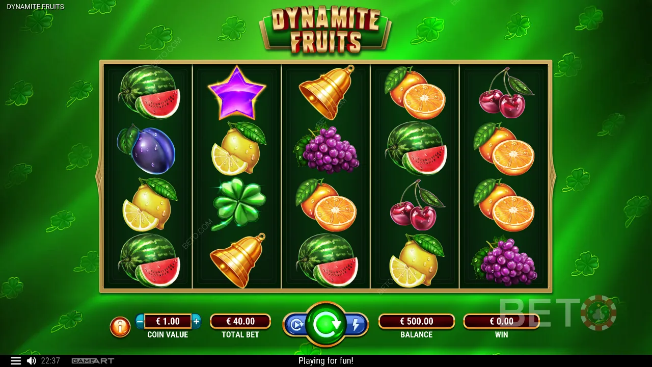 Eksempelspill på Dynamite Fruits