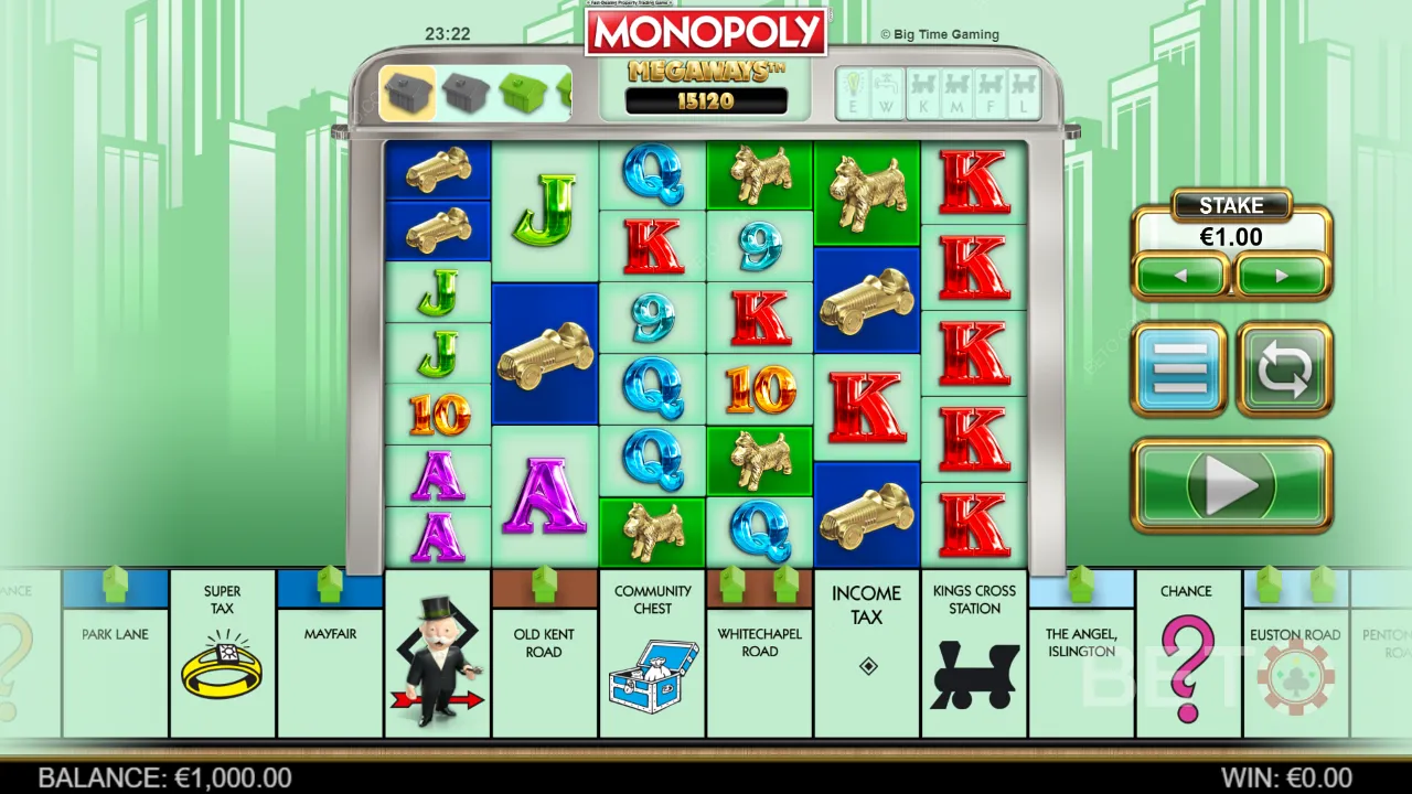 Monopoly Megaways som viser flytende animasjoner