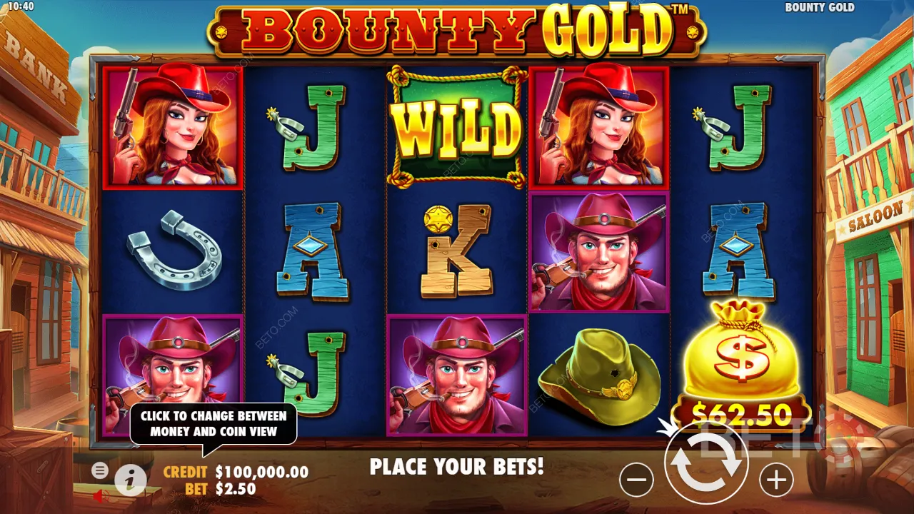 Bounty Gold prøvespill som viser flott cowboyaction